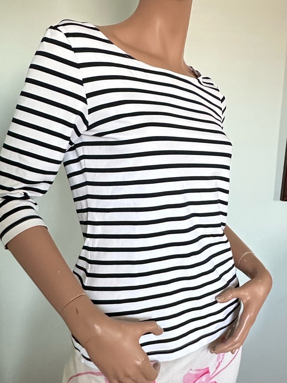 Saint James Garde-Cote III Black & White Striped 3/4 Sleeve Breton - Picture 5 of 13